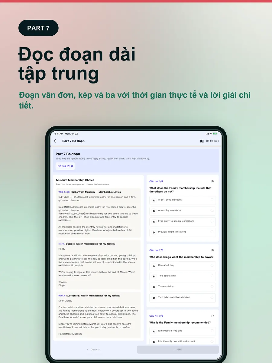 Bài đọc dài dễ thở hơn trên iPad.