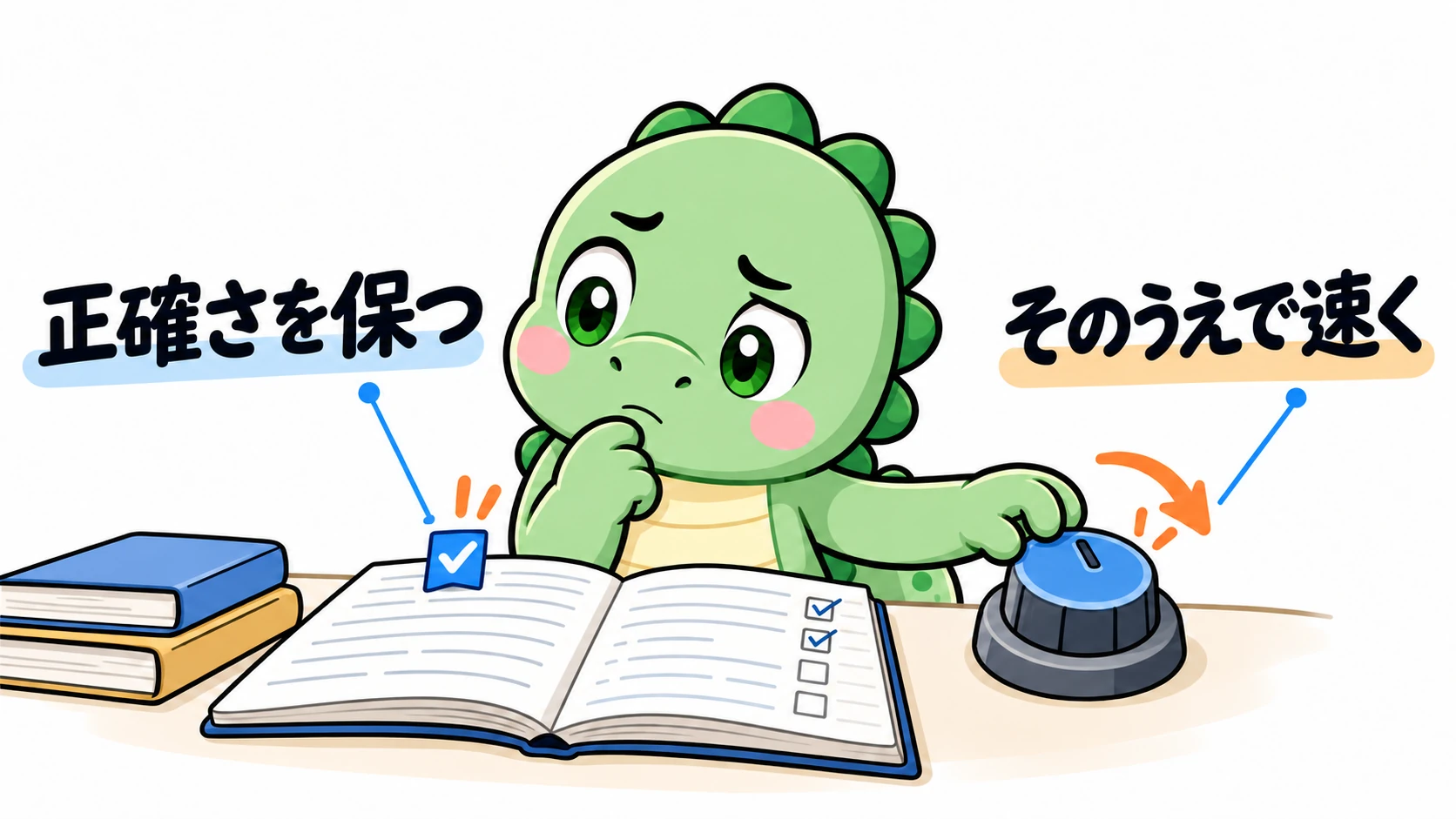 Happysaurはストップウォッチを持ちながら加速をいったん止め、正確に解けているか確かめてからペースを調整している。