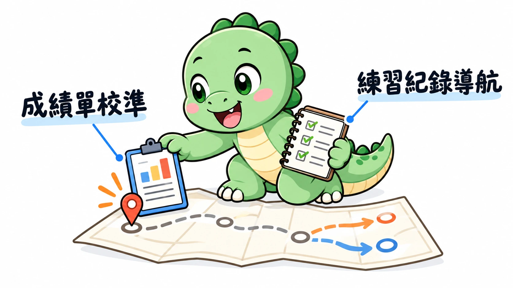 Happysaur 對照成績單確認起點,再用日常練習紀錄安排前進方向。